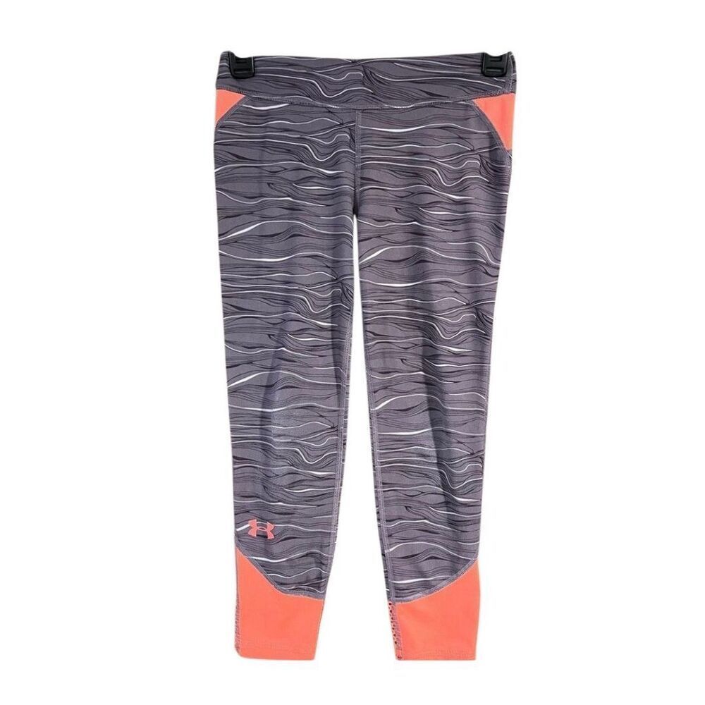 Under Armour gray patterned leggings with pink trim - XS